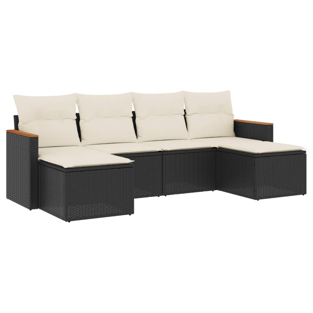 Set mobilier de grădină cu perne, 6 piese, negru, poliratan GartenMobel Dekor