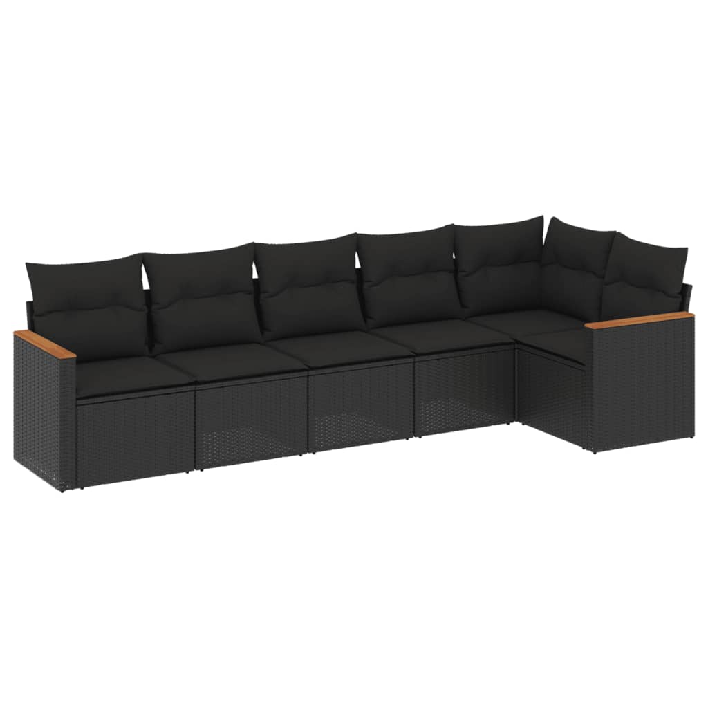 Set mobilier de grădină cu perne, 6 piese, negru, poliratan GartenMobel Dekor