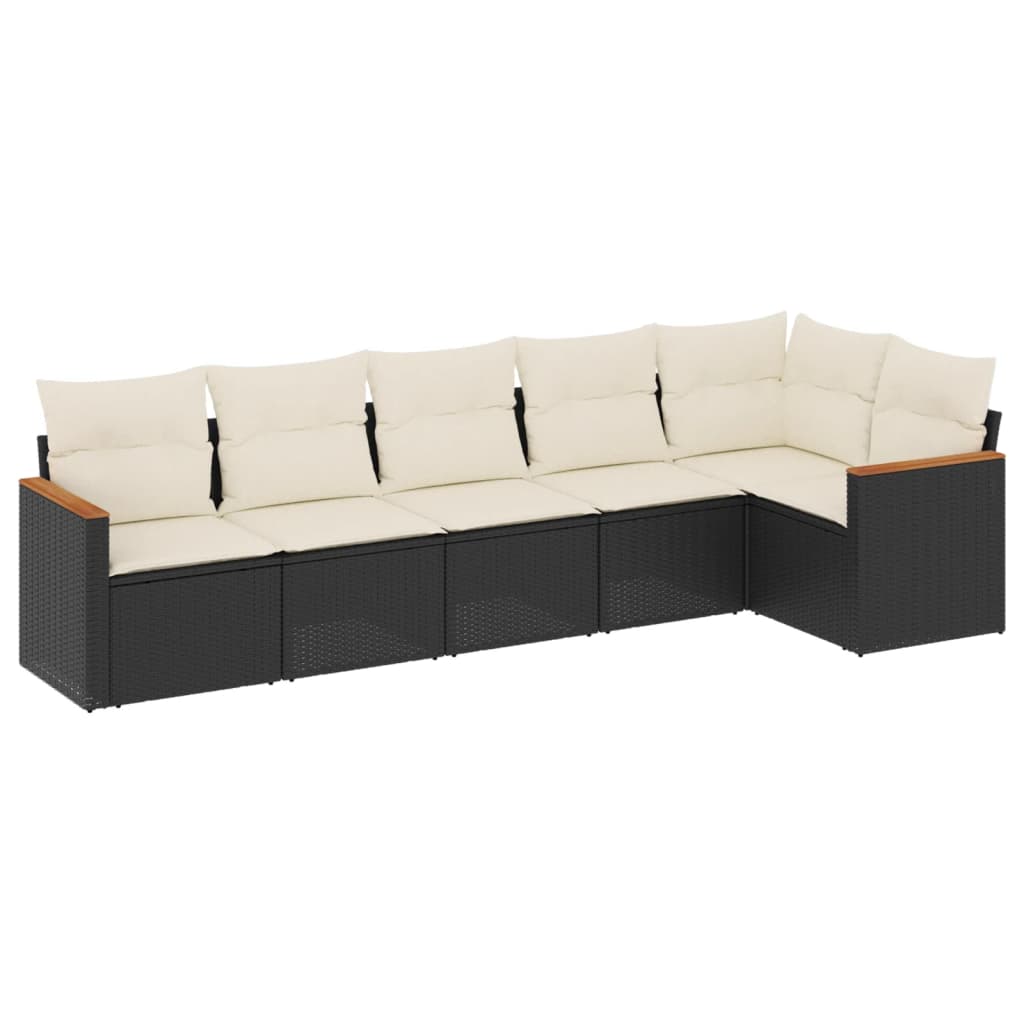 Set mobilier de grădină cu perne, 6 piese, negru, poliratan GartenMobel Dekor