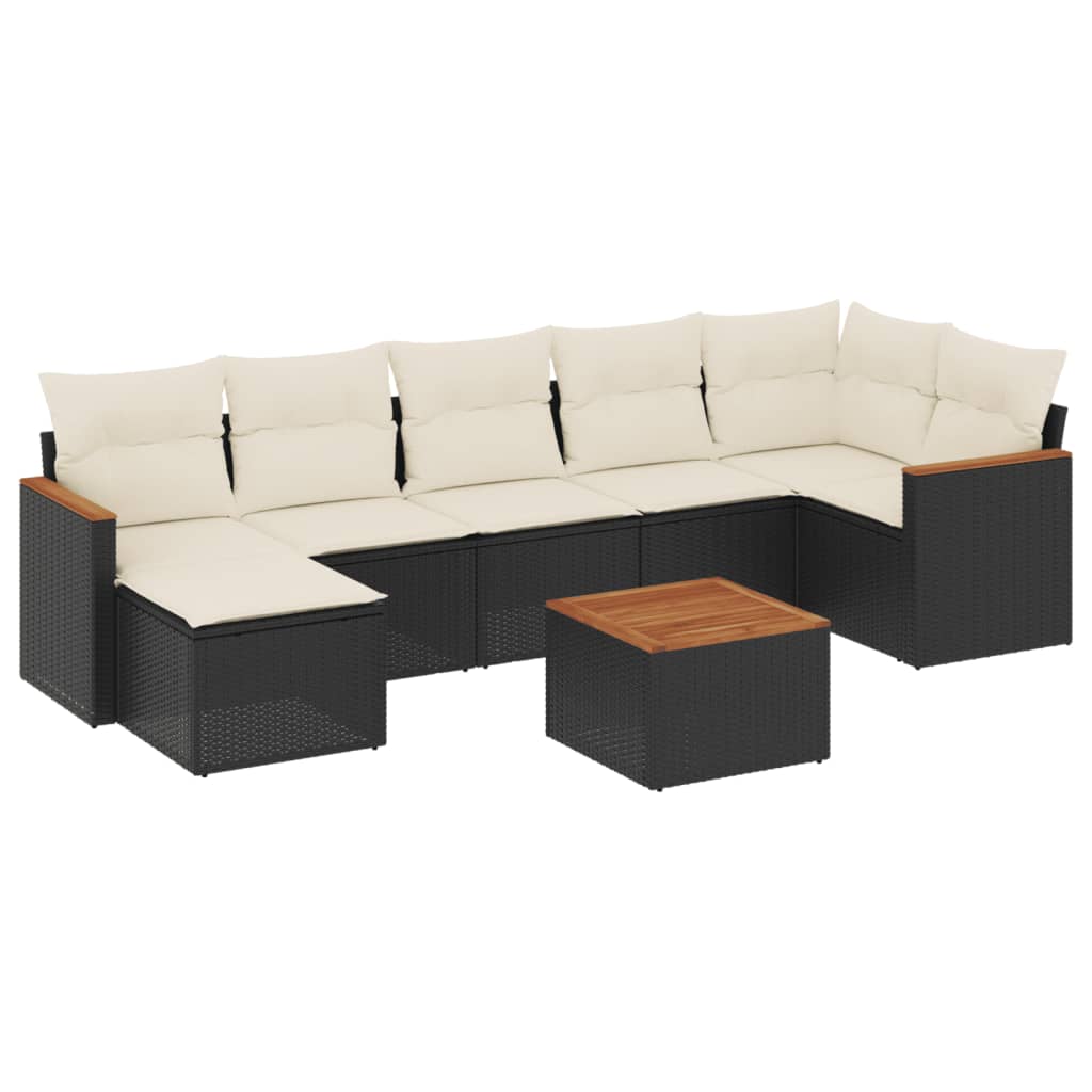 Set mobilier de grădină cu perne, 8 piese, negru, poliratan GartenMobel Dekor