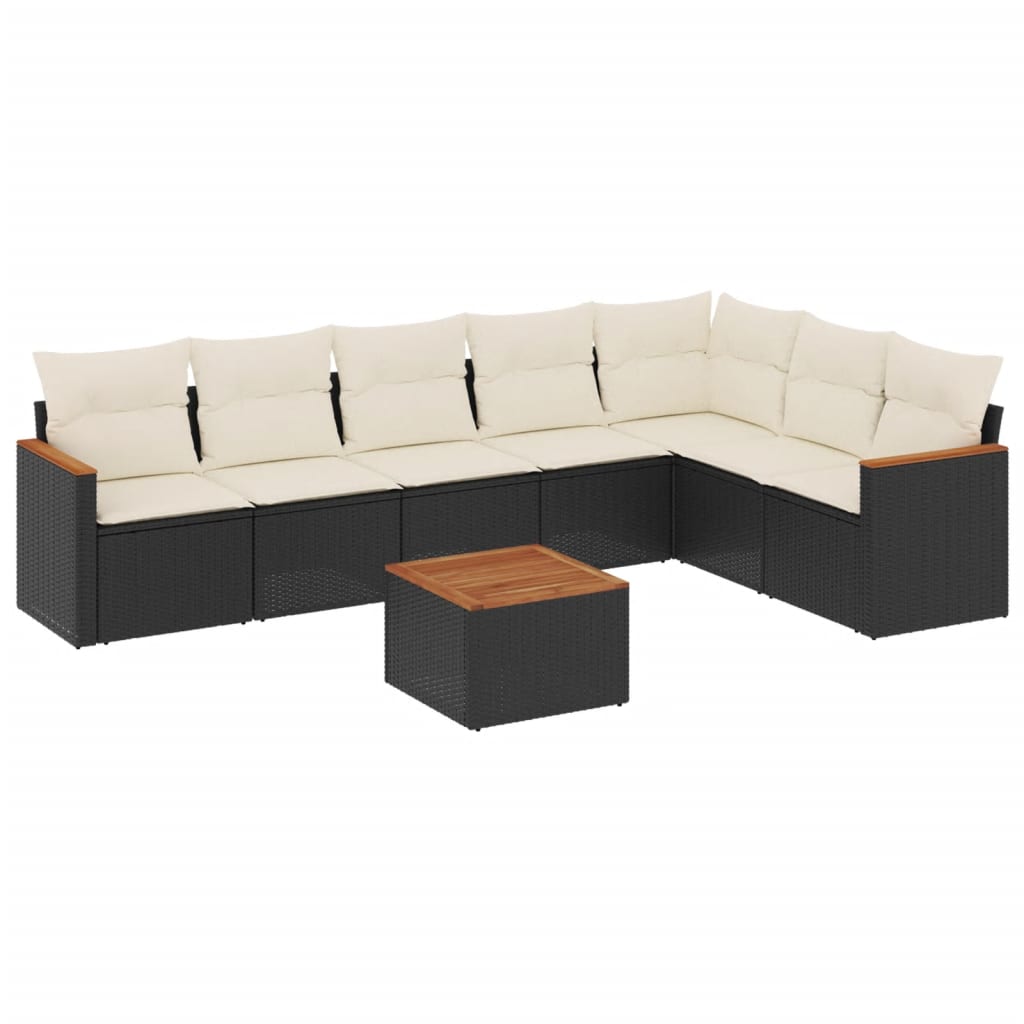 Set mobilier de grădină cu perne, 8 piese, negru, poliratan GartenMobel Dekor