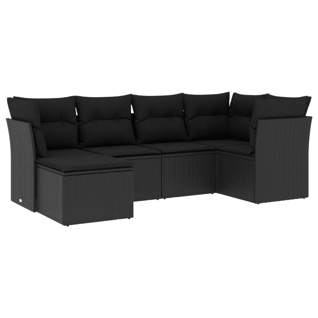 Set mobilier de grădină cu perne, 6 piese, negru, poliratan GartenMobel Dekor