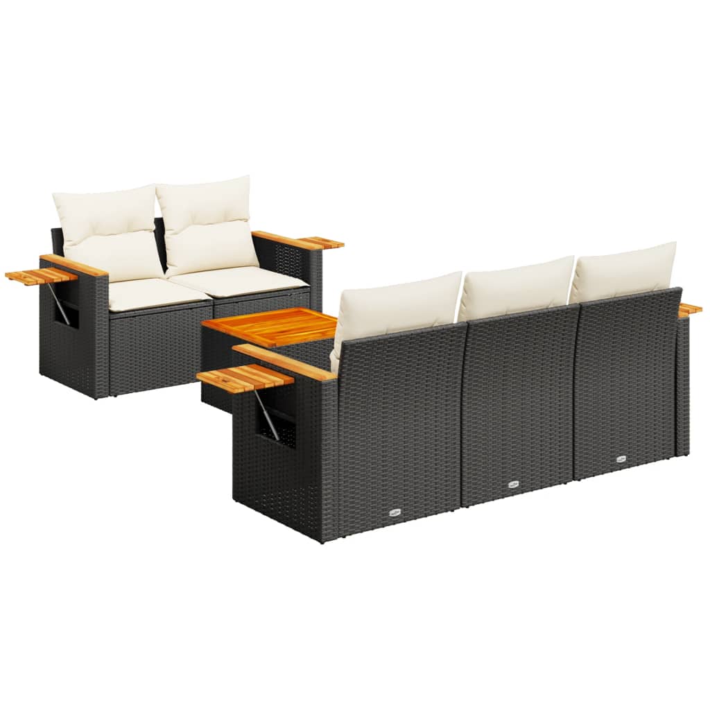 Set mobilier de grădină cu perne, 6 piese, negru, poliratan GartenMobel Dekor