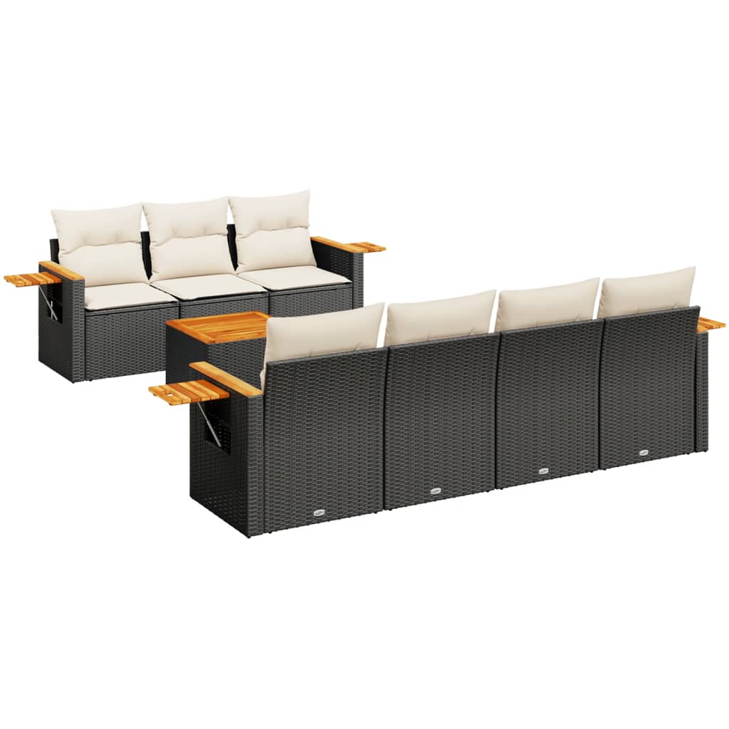 Set mobilier de grădină cu perne, 8 piese, negru, poliratan GartenMobel Dekor