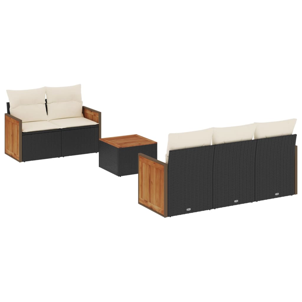 Set mobilier de grădină cu perne, 6 piese, negru, poliratan GartenMobel Dekor