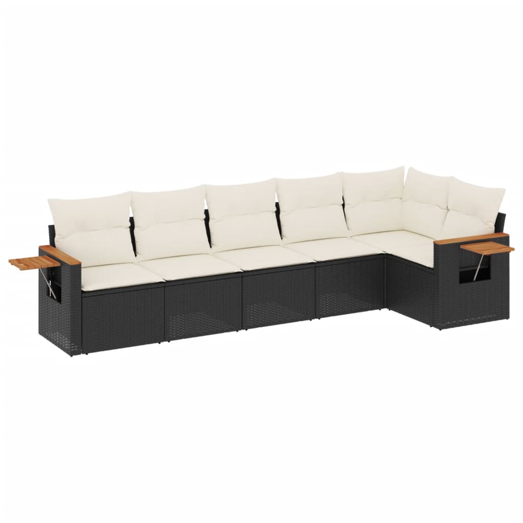 Set mobilier de grădină cu perne, 6 piese, negru, poliratan GartenMobel Dekor