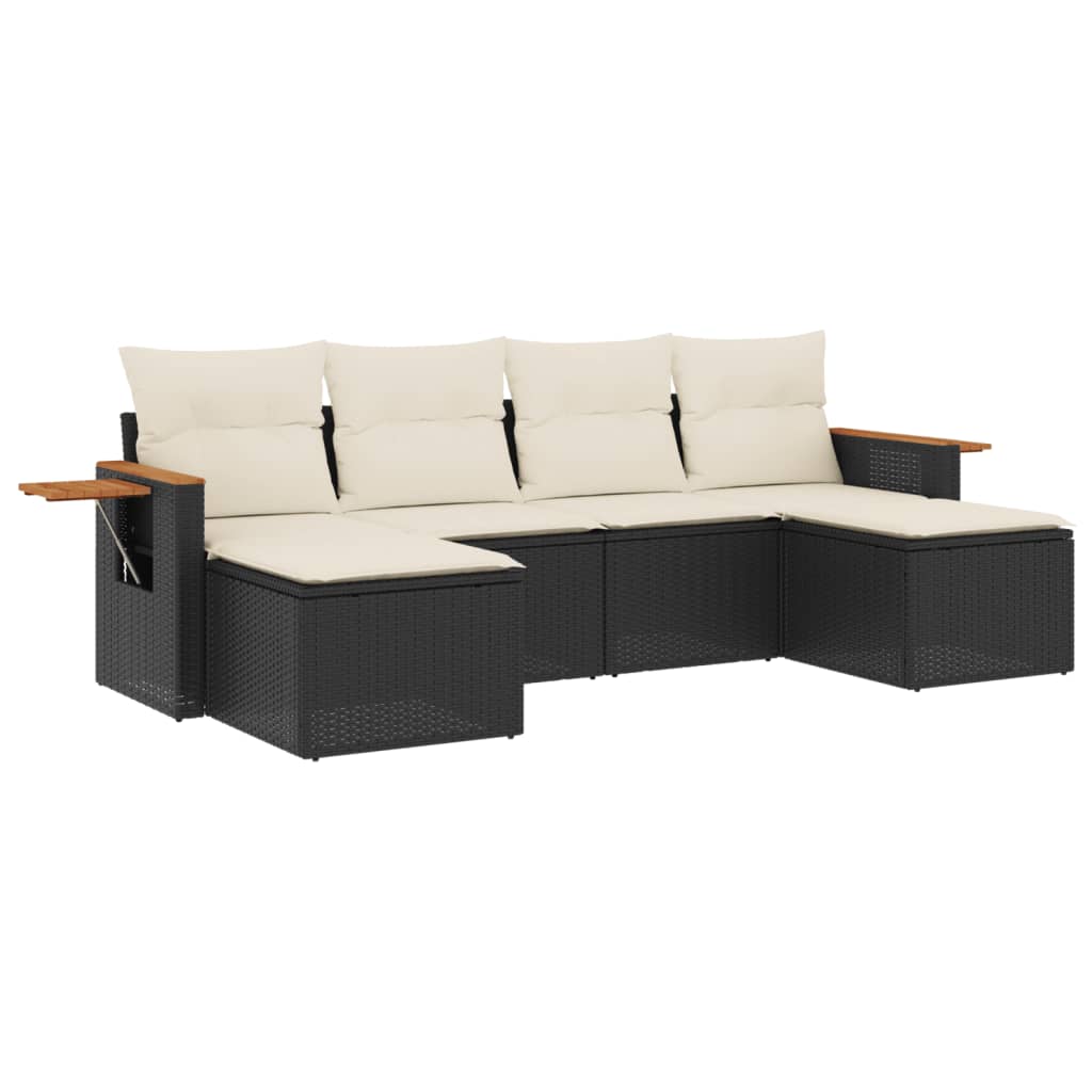Set mobilier de grădină cu perne, 6 piese, negru, poliratan GartenMobel Dekor