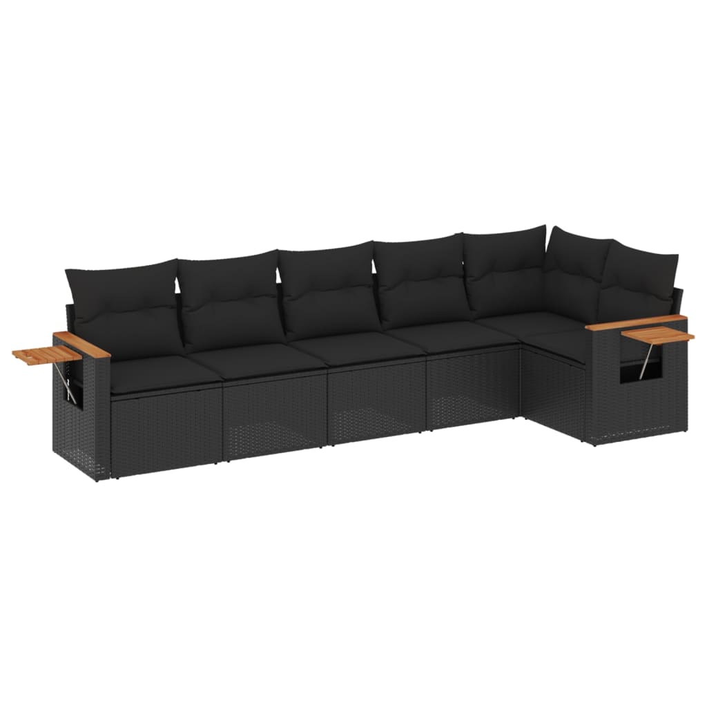 Set mobilier de grădină cu perne, 6 piese, negru, poliratan GartenMobel Dekor