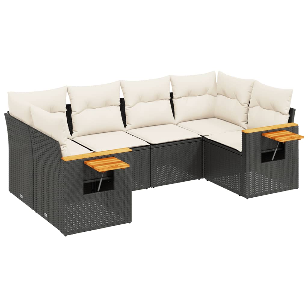 Set mobilier de grădină cu perne, 6 piese, negru, poliratan GartenMobel Dekor