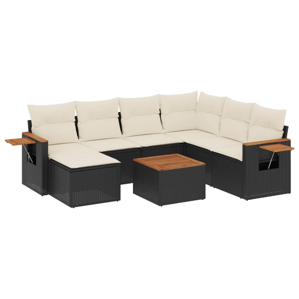 Set mobilier de grădină cu perne, 8 piese, negru, poliratan GartenMobel Dekor