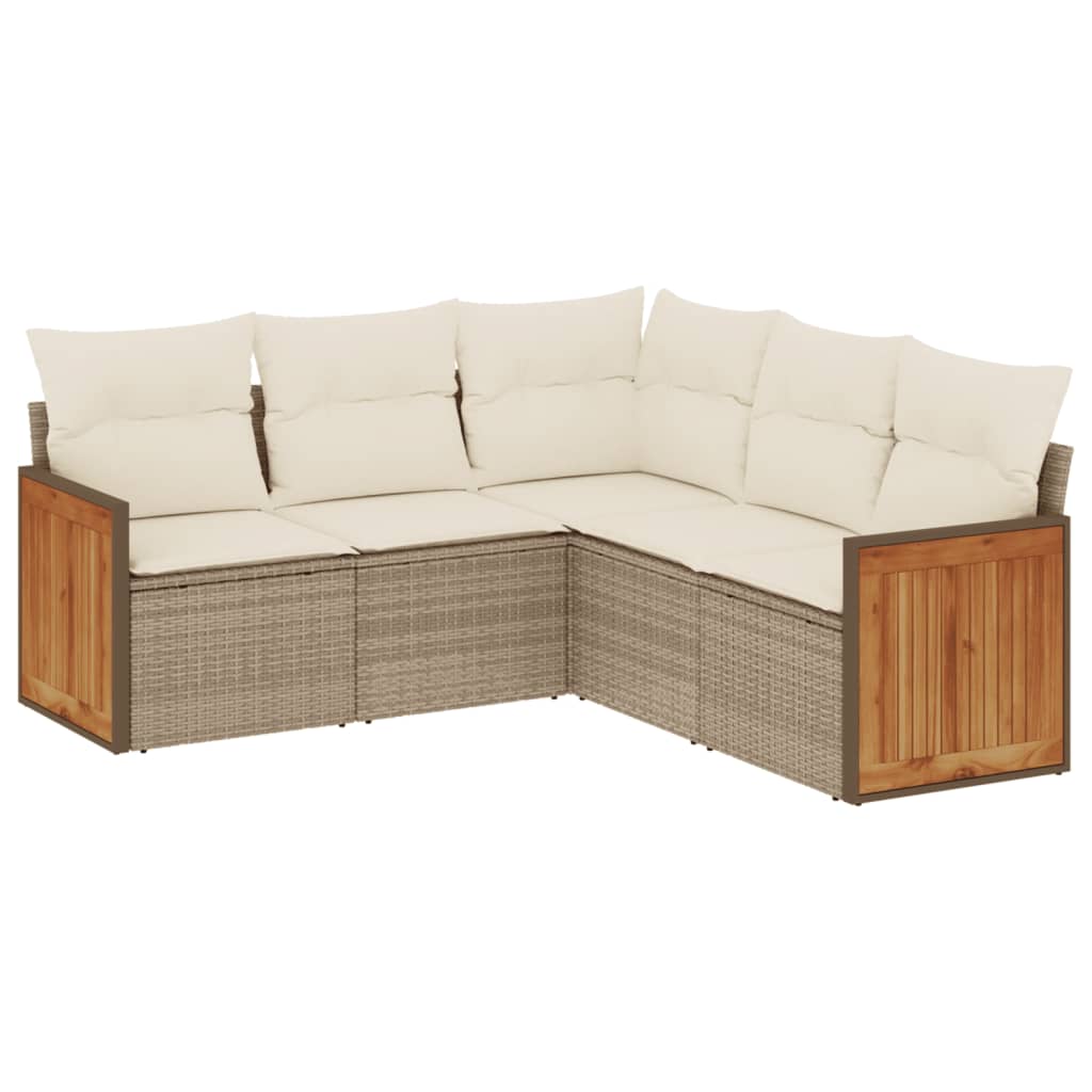 Set canapele de grădină cu perne, 5 piese, bej, poliratan GartenMobel Dekor