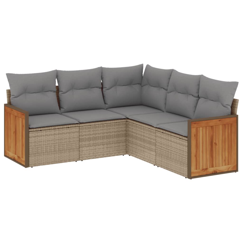 Set canapele de grădină cu perne, 5 piese, bej, poliratan GartenMobel Dekor
