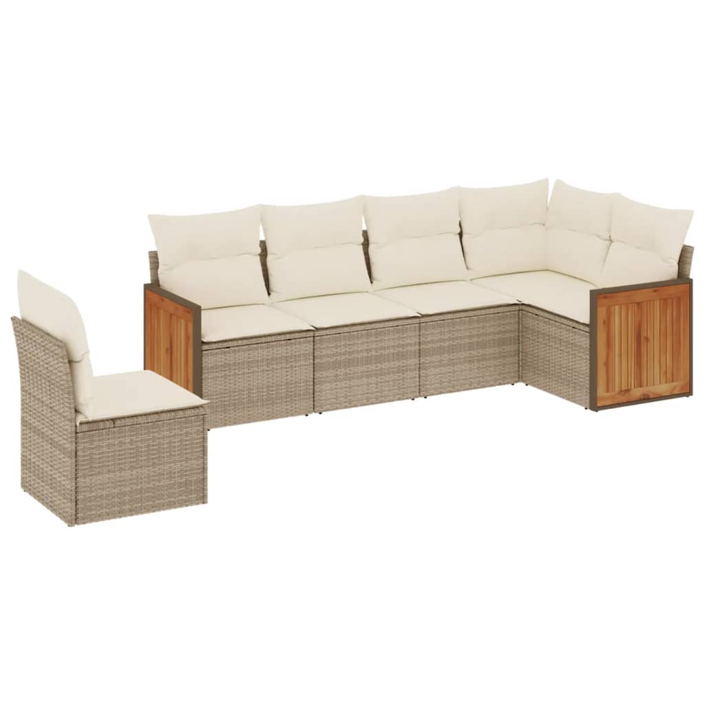 Set canapele de grădină cu perne, 6 piese, bej, poliratan GartenMobel Dekor