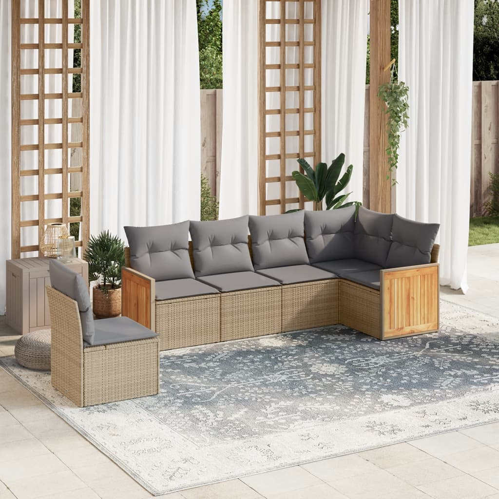 Set canapele de grădină cu perne, 6 piese, bej, poliratan GartenMobel Dekor