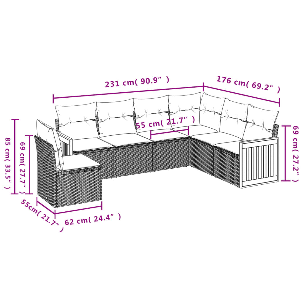 Set canapele de grădină cu perne, 6 piese, bej, poliratan GartenMobel Dekor