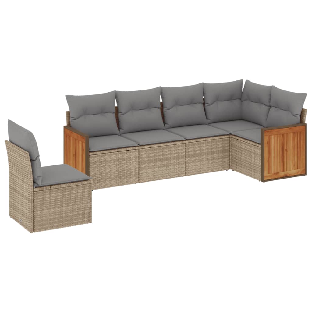 Set canapele de grădină cu perne, 6 piese, bej, poliratan GartenMobel Dekor