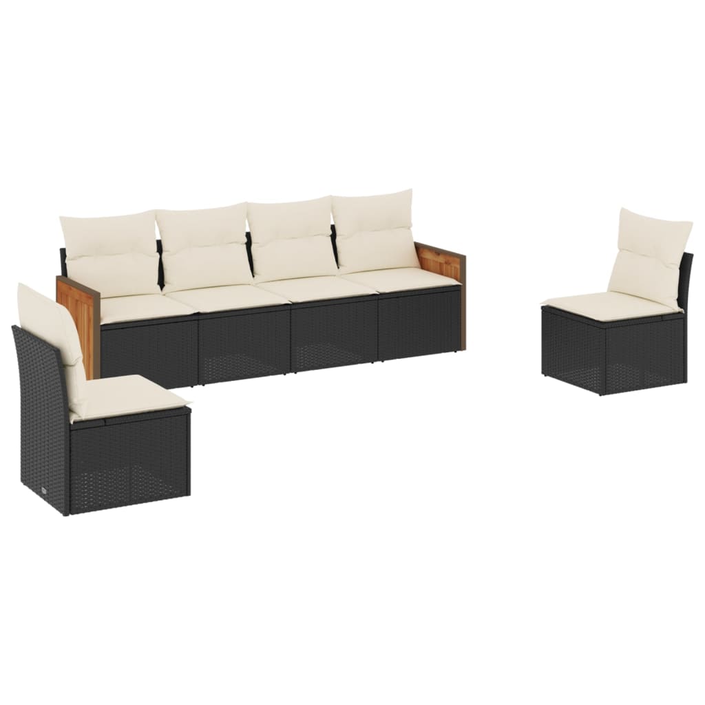 Set mobilier de grădină cu perne, 6 piese, negru, poliratan GartenMobel Dekor