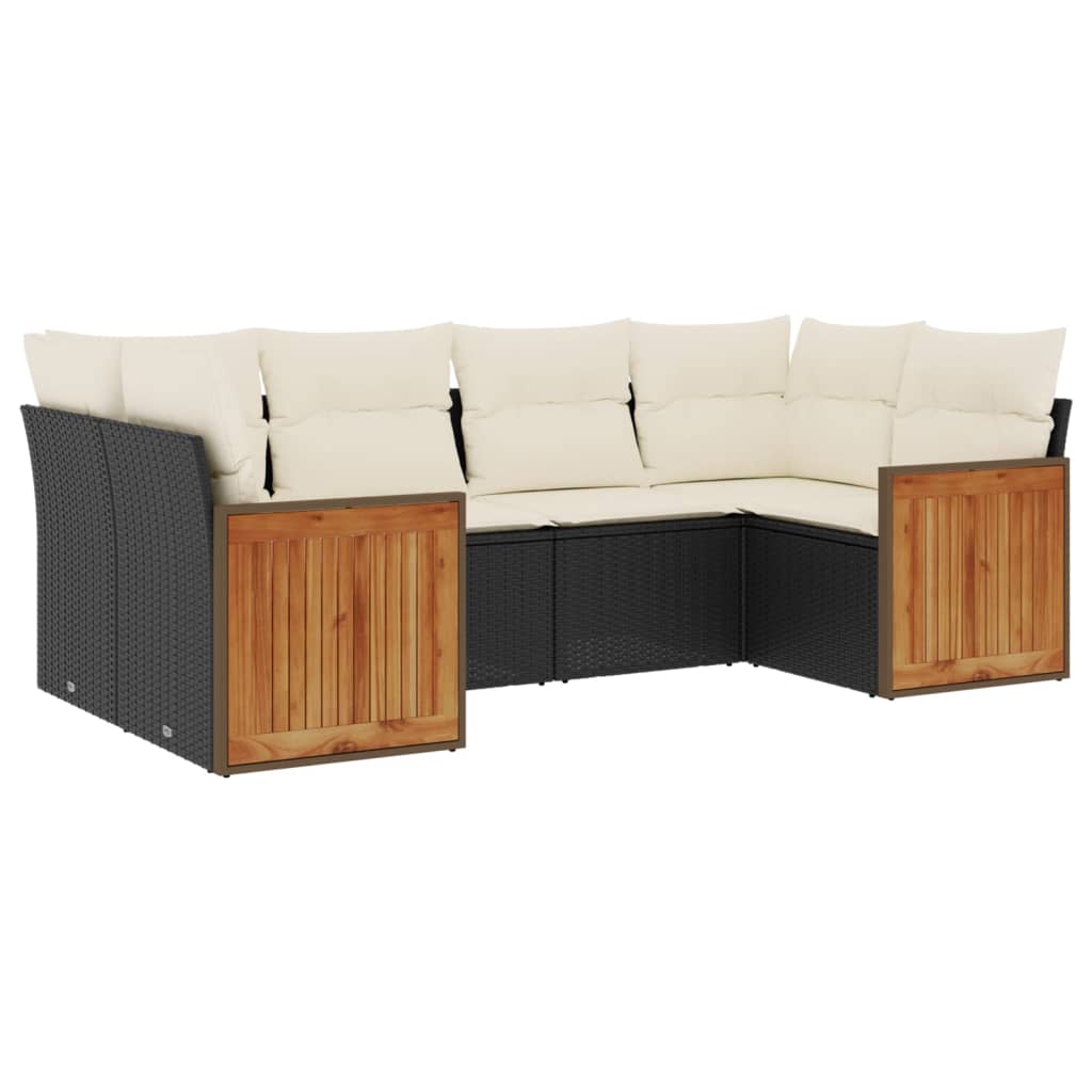 Set mobilier de grădină cu perne, 6 piese, negru, poliratan GartenMobel Dekor