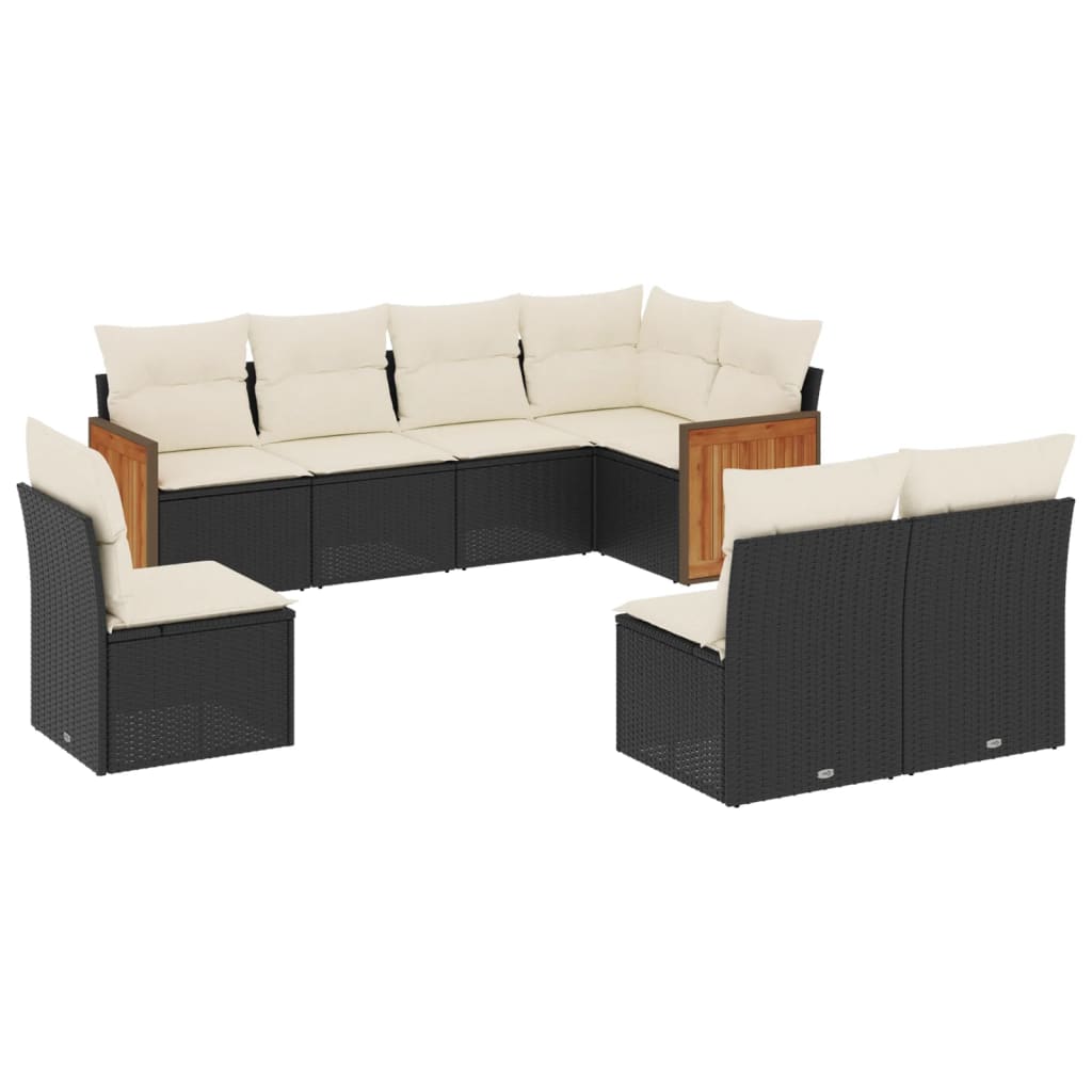 Set mobilier de grădină cu perne, 8 piese, negru, poliratan GartenMobel Dekor