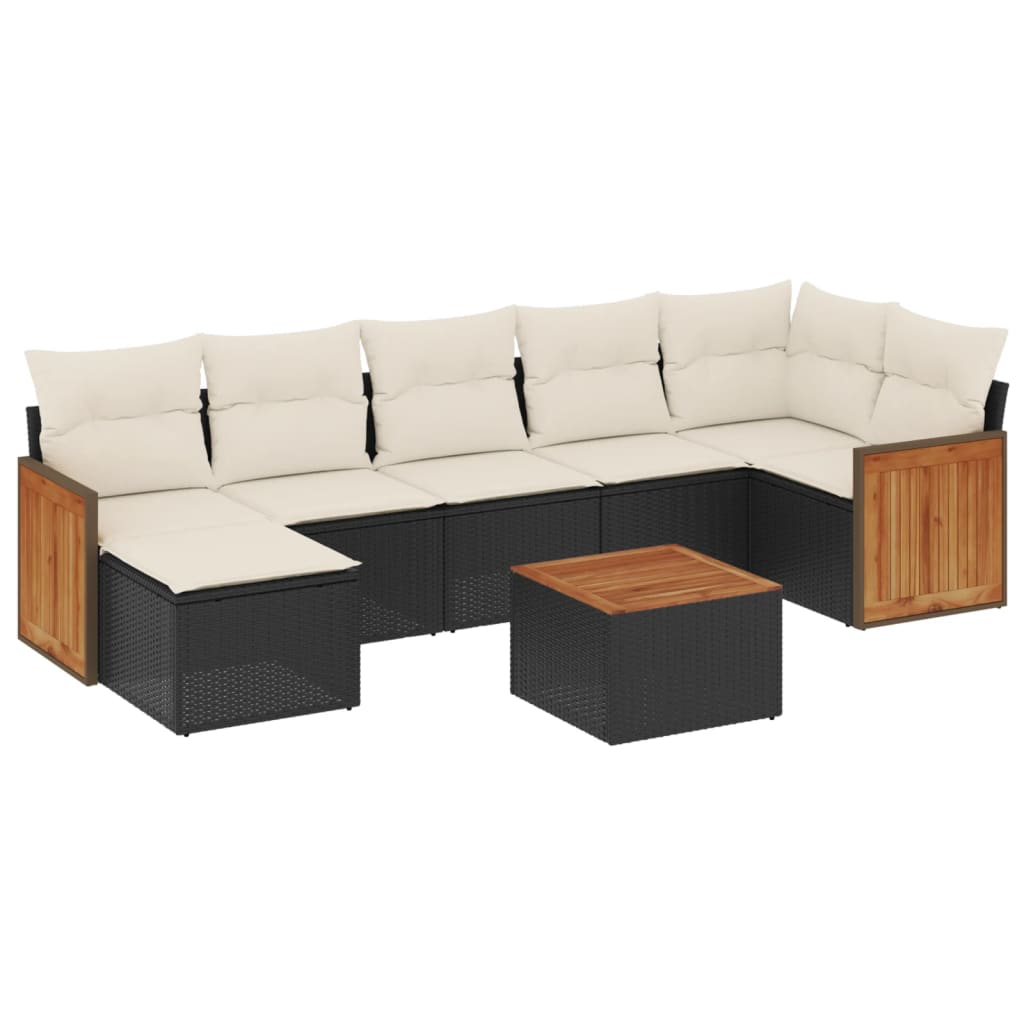 Set mobilier de grădină cu perne, 8 piese, negru, poliratan GartenMobel Dekor