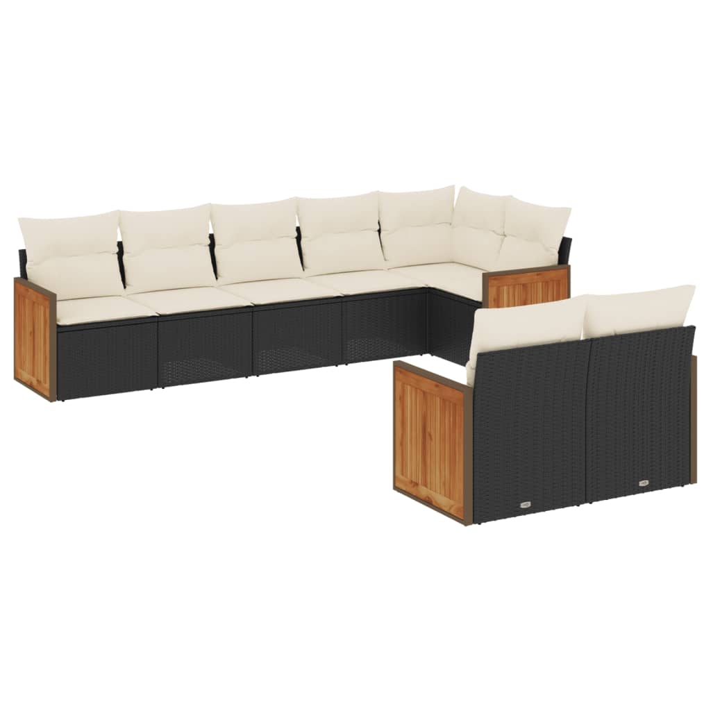 Set mobilier de grădină cu perne, 8 piese, negru, poliratan GartenMobel Dekor