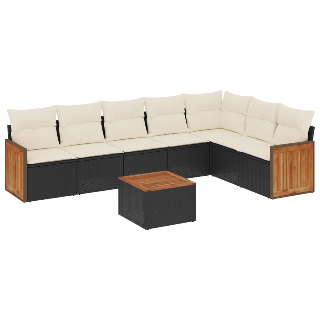 Set mobilier de grădină cu perne, 8 piese, negru, poliratan GartenMobel Dekor