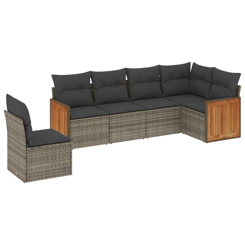 Set mobilier grădină cu perne, 6 piese, gri, poliratan GartenMobel Dekor