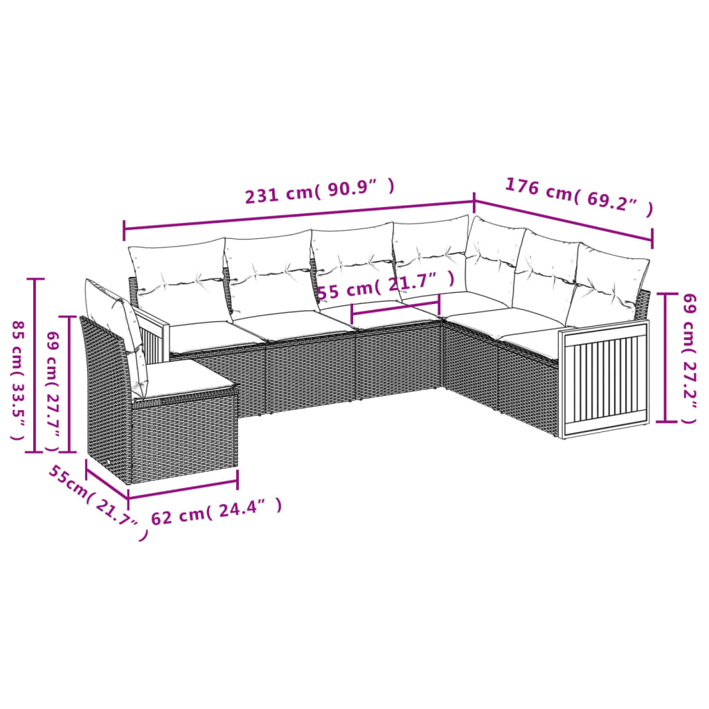 Set mobilier grădină cu perne, 6 piese, gri, poliratan GartenMobel Dekor