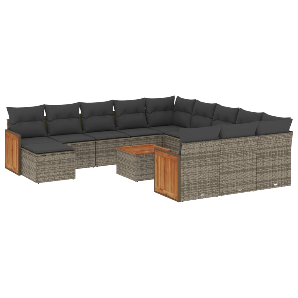 Set mobilier de grădină cu perne, 13 piese, gri, poliratan GartenMobel Dekor