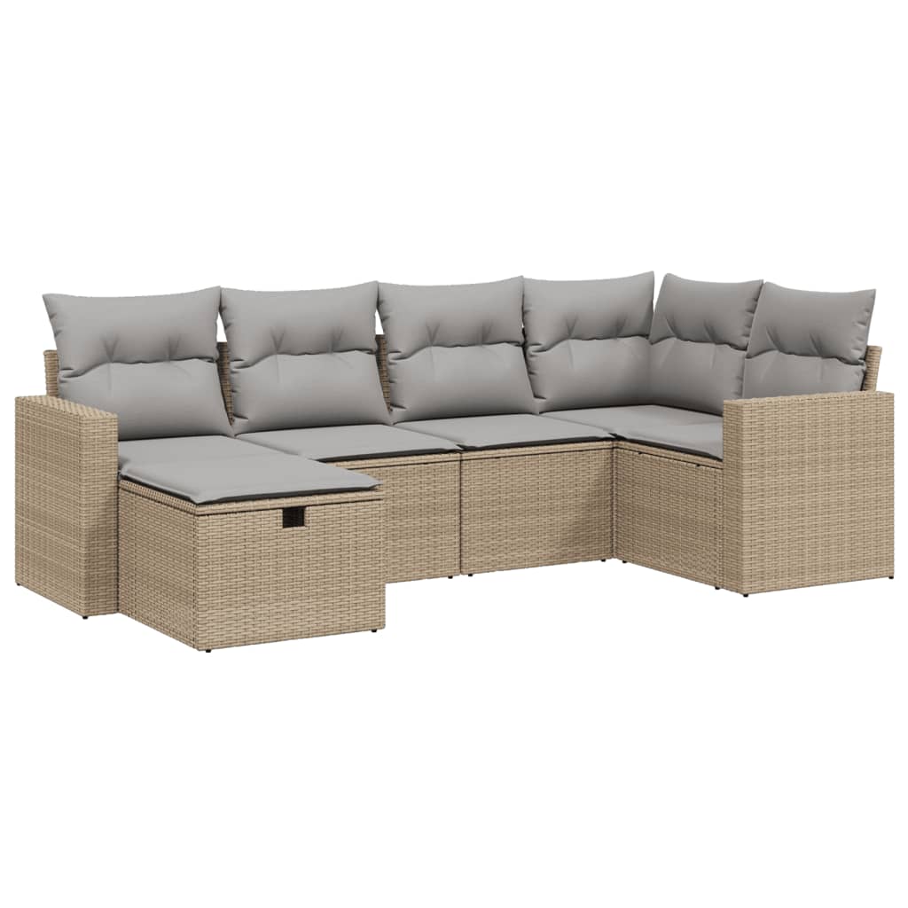 Set canapele de grădină, 6 piese, cu perne, bej, poliratan GartenMobel Dekor