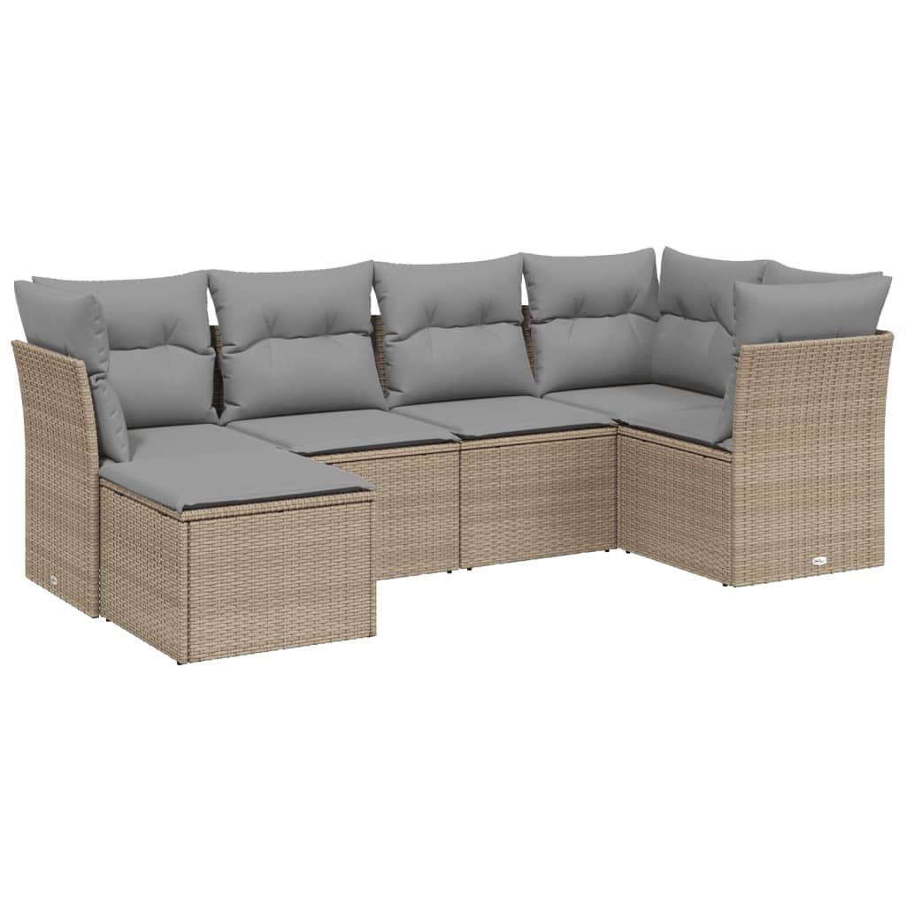 Set canapele de grădină, 6 piese, cu perne, bej, poliratan GartenMobel Dekor
