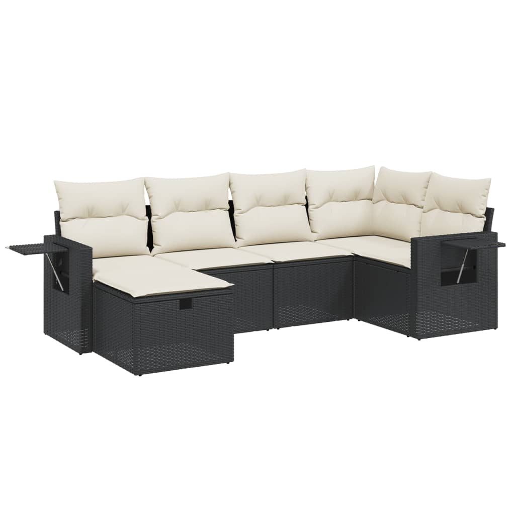 Set mobilier de grădină cu perne, 6 piese, negru, poliratan GartenMobel Dekor