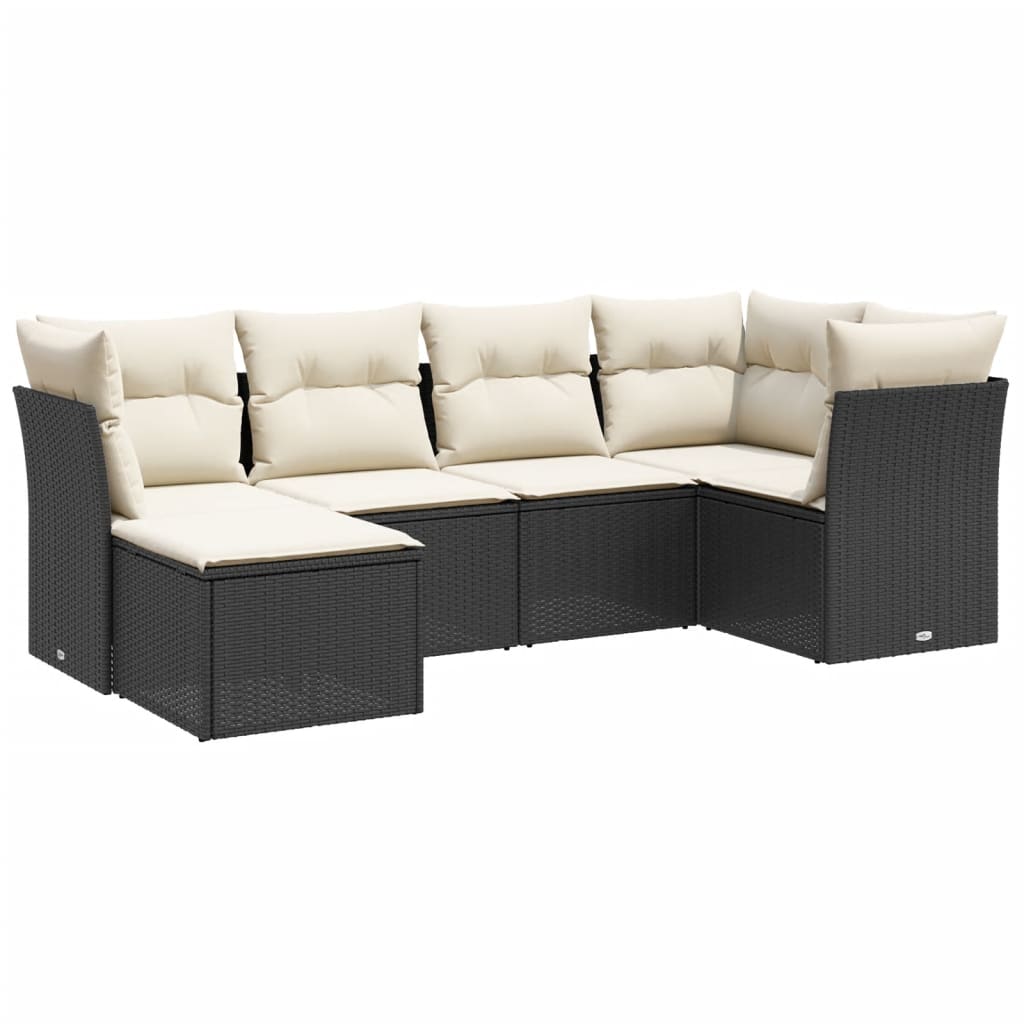 Set mobilier de grădină cu perne, 6 piese, negru, poliratan GartenMobel Dekor