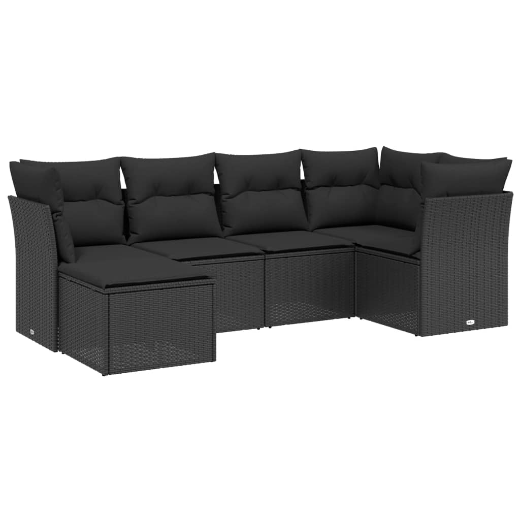 Set mobilier de grădină cu perne, 6 piese, negru, poliratan GartenMobel Dekor