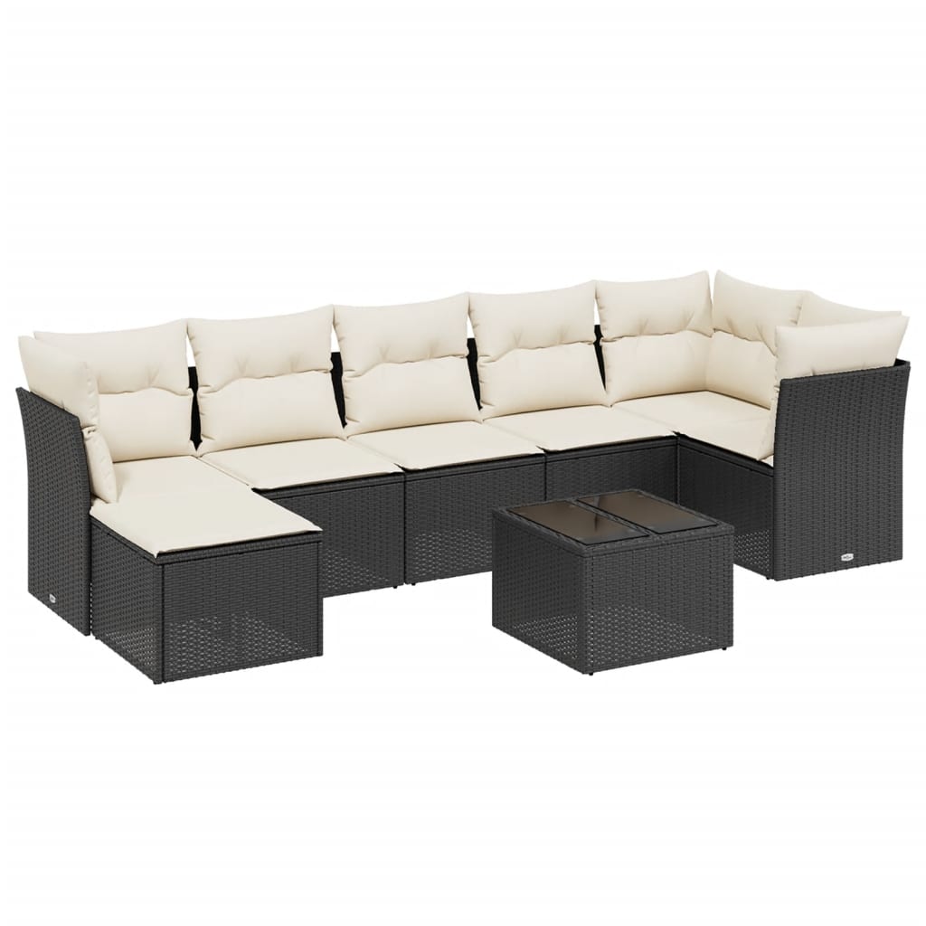 Set mobilier de grădină cu perne, 8 piese, negru, poliratan GartenMobel Dekor