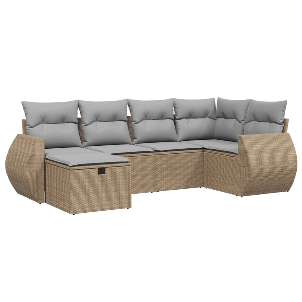 Set canapele de grădină, 6 piese, cu perne, bej, poliratan GartenMobel Dekor