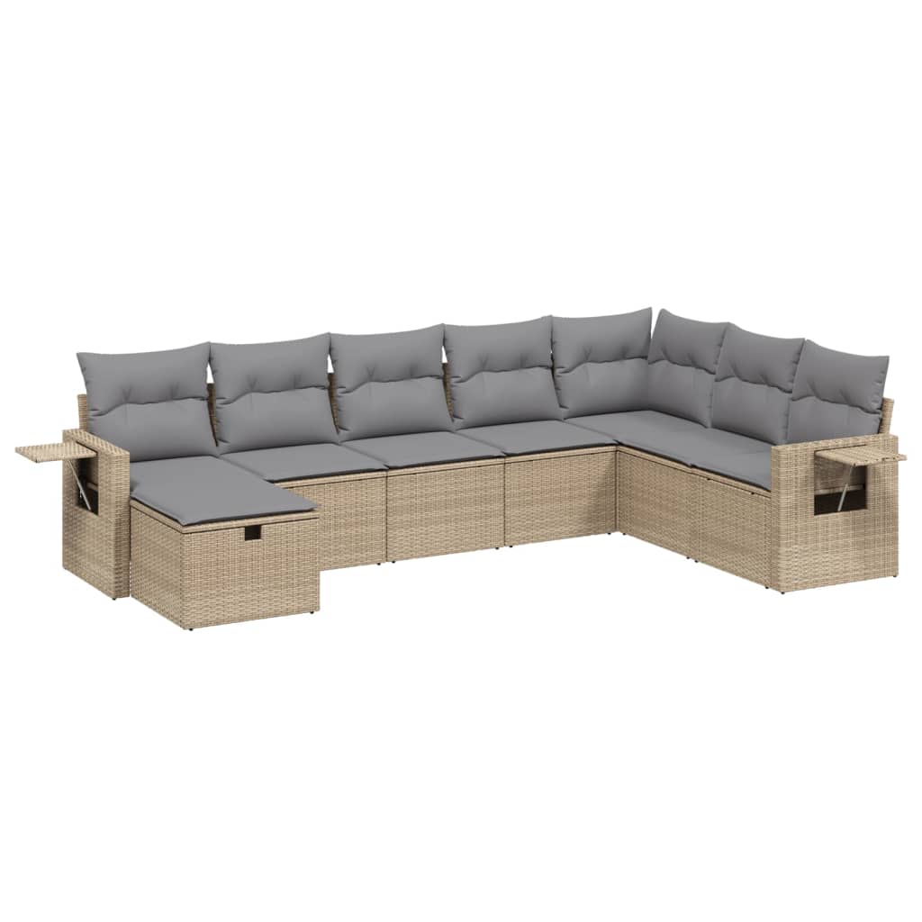 Set canapele de grădină, 8 piese, cu perne, bej, poliratan GartenMobel Dekor