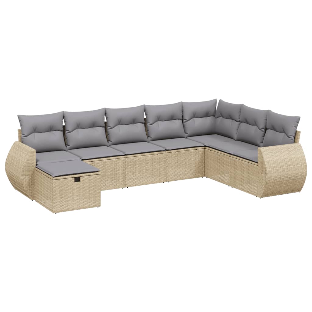 Set canapele de grădină, 8 piese, cu perne, bej, poliratan GartenMobel Dekor