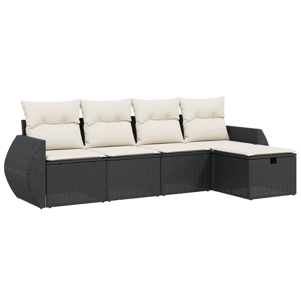 Set mobilier de grădină cu perne, 5 piese, negru, poliratan GartenMobel Dekor