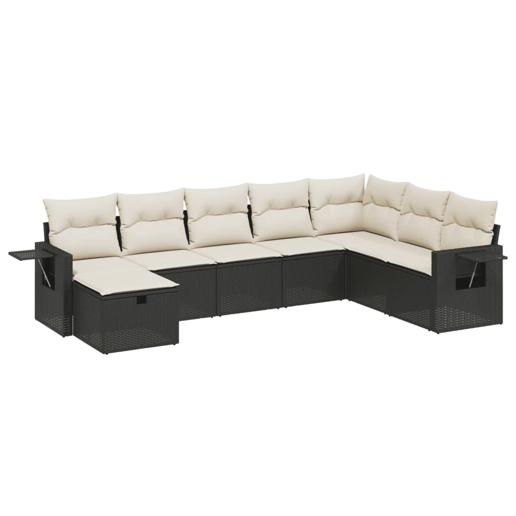 Set mobilier de grădină cu perne, 8 piese, negru, poliratan GartenMobel Dekor