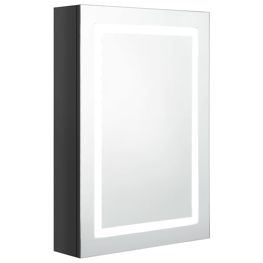Dulap de baie cu oglindă și LED, negru strălucitor, 50x13x70 cm GartenMobel Dekor