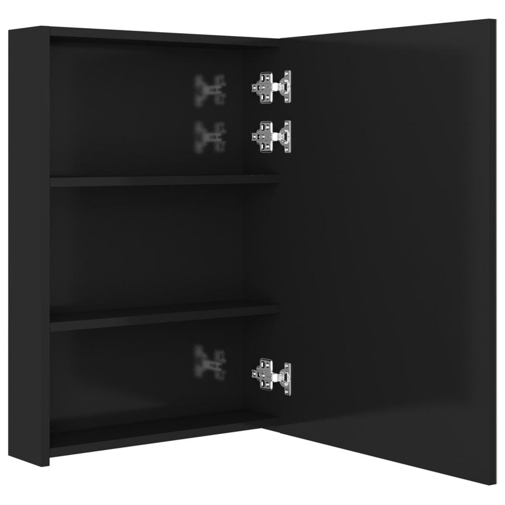 Dulap de baie cu oglindă și LED, negru strălucitor, 50x13x70 cm GartenMobel Dekor