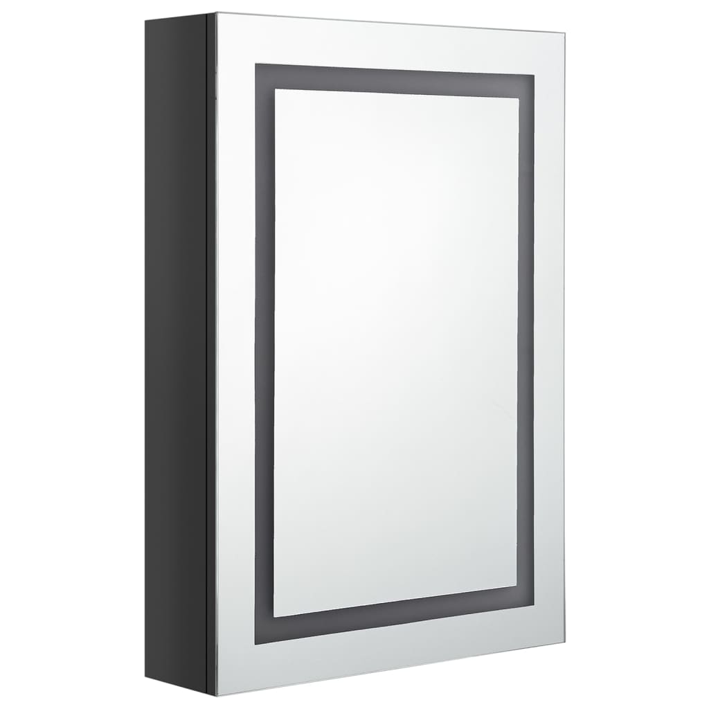 Dulap de baie cu oglindă și LED, negru strălucitor, 50x13x70 cm GartenMobel Dekor