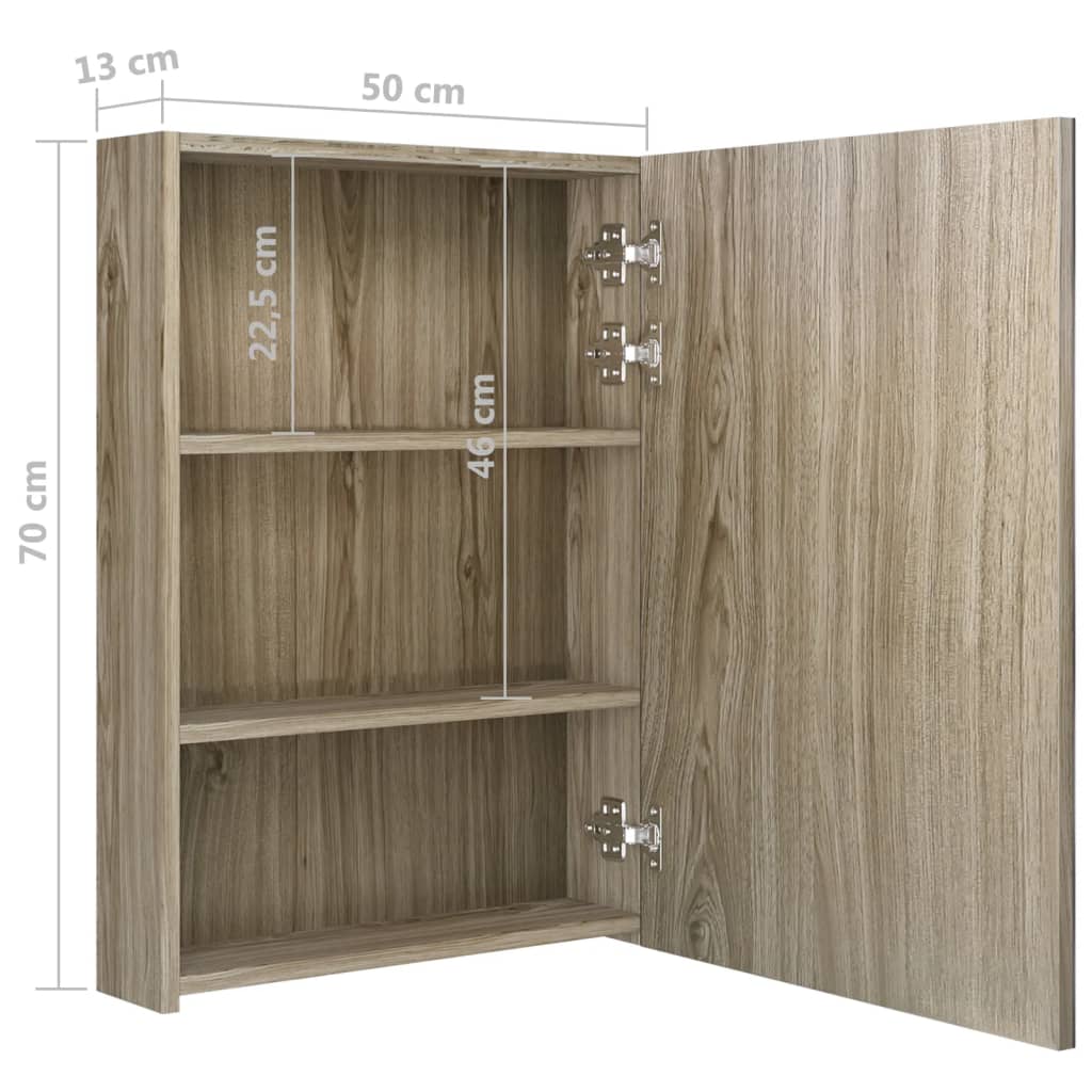 Dulap de baie cu oglindă și LED, stejar, 50x13x70 cm GartenMobel Dekor