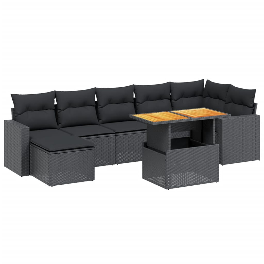 Set mobilier de grădină cu perne, 8 piese, negru, poliratan GartenMobel Dekor
