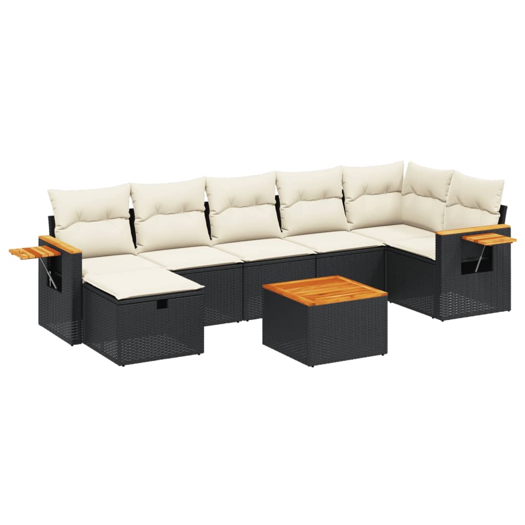 Set mobilier de grădină cu perne, 8 piese, negru, poliratan GartenMobel Dekor