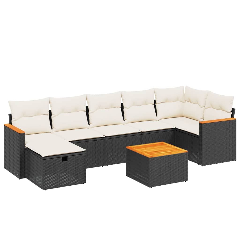 Set mobilier de grădină cu perne, 8 piese, negru, poliratan GartenMobel Dekor