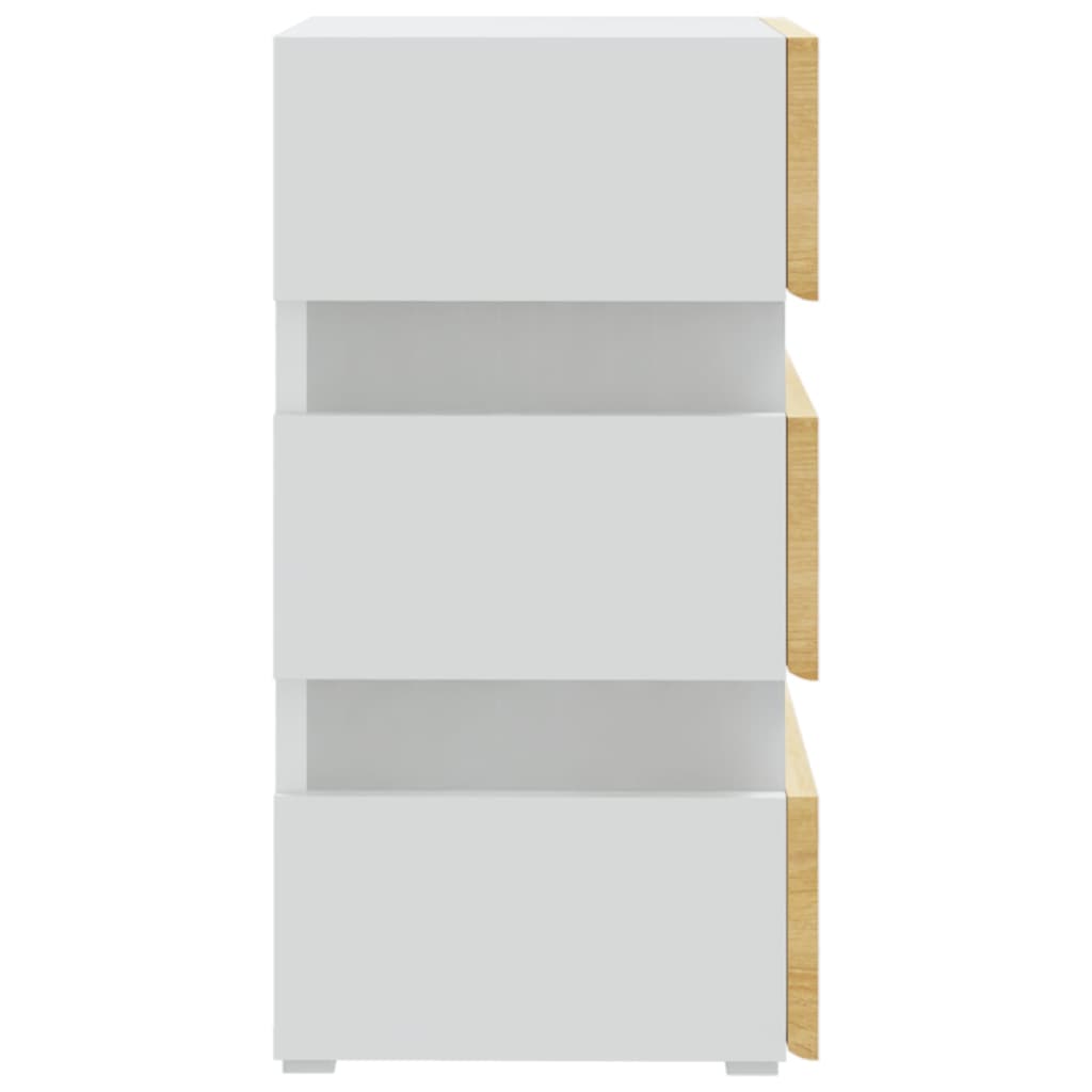 Noptieră cu LED, alb/stejar sonoma, 45x35x67 cm, lemn prelucrat GartenMobel Dekor