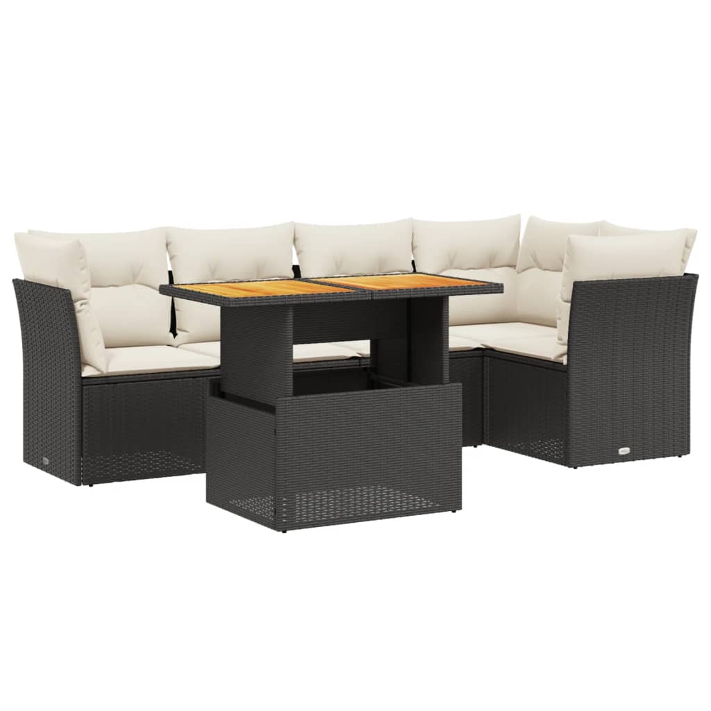 Set mobilier de grădină cu perne, 5 piese, negru, poliratan GartenMobel Dekor