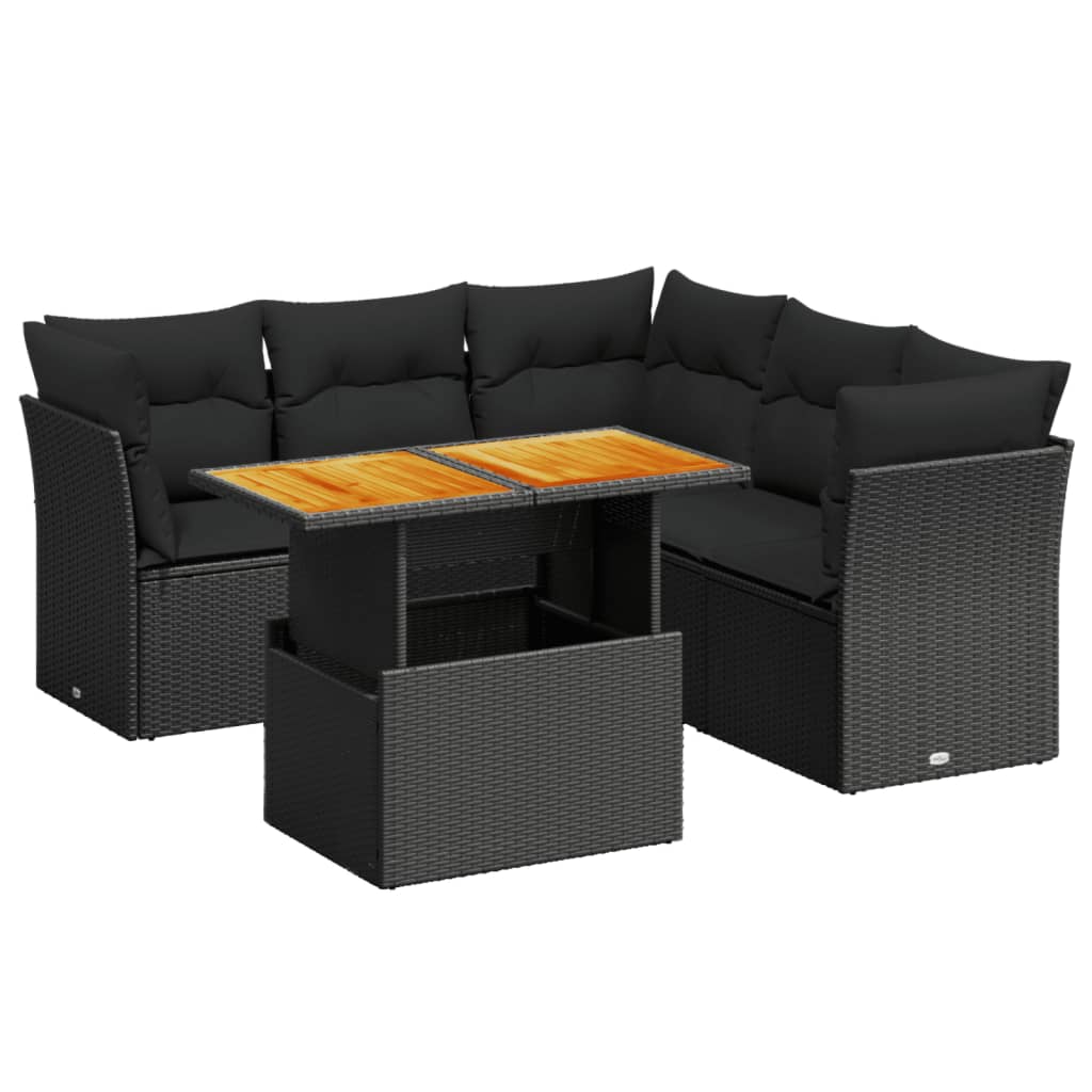 Set mobilier de grădină cu perne, 5 piese, negru, poliratan GartenMobel Dekor